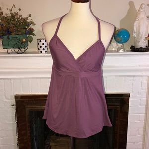 🌻Theory mauve stretch halter top Sz M